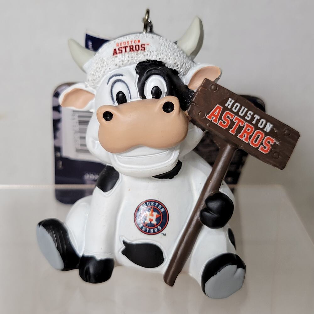 MLB Houston Astros Christmas Ornament Cow in a Santa Hat - NWT